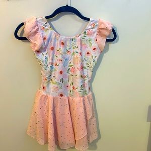 Flower pink ballet full body leotard